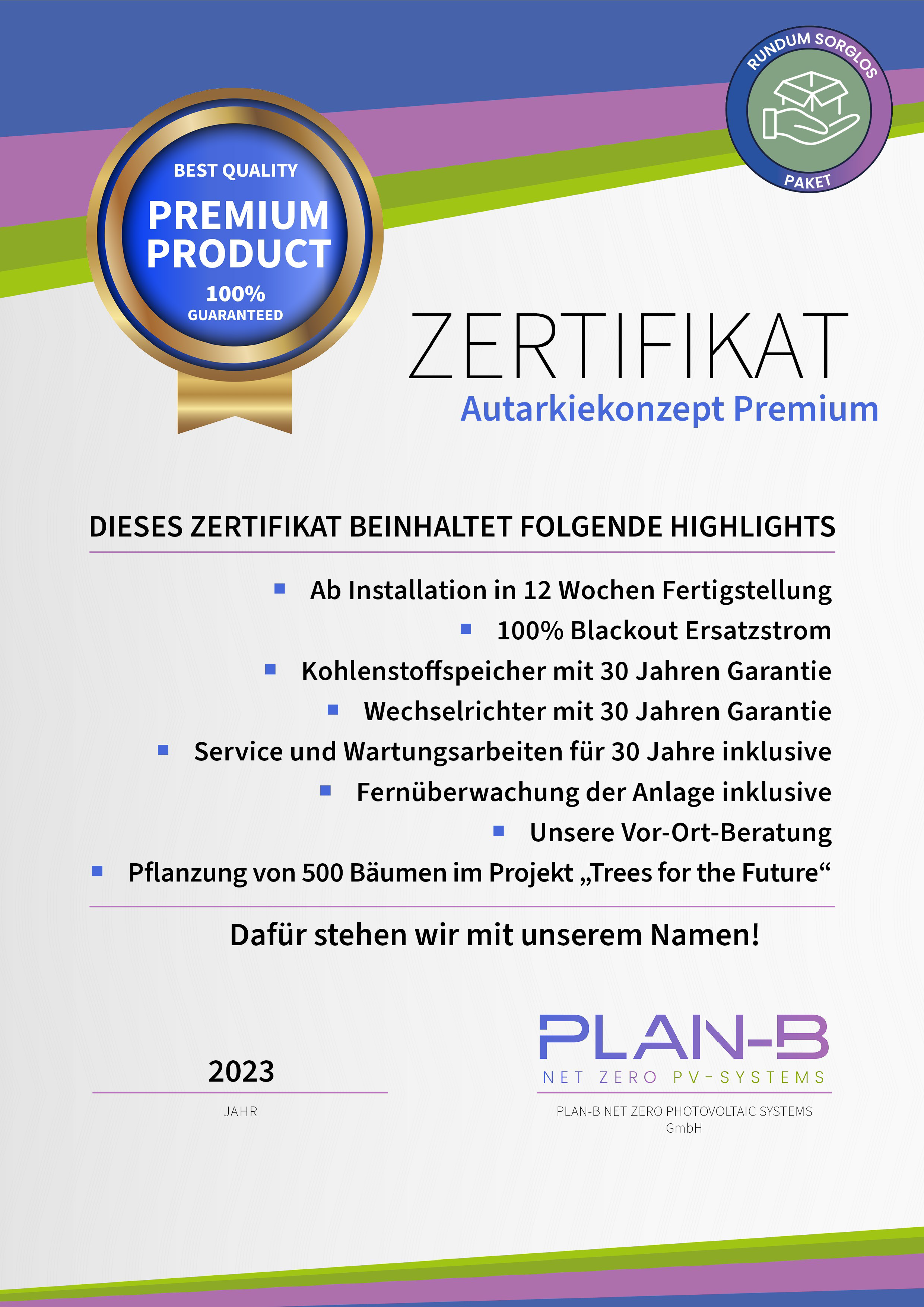 ZERTIFIKAT Premium Product